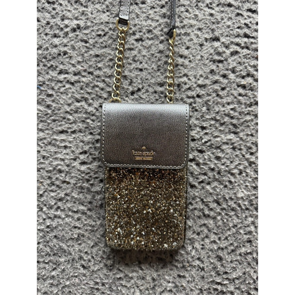 Kate Spade North South Crossbody Bag WIRU0981 Laurel Way Glitter‎ Gunmetal 4 x 7